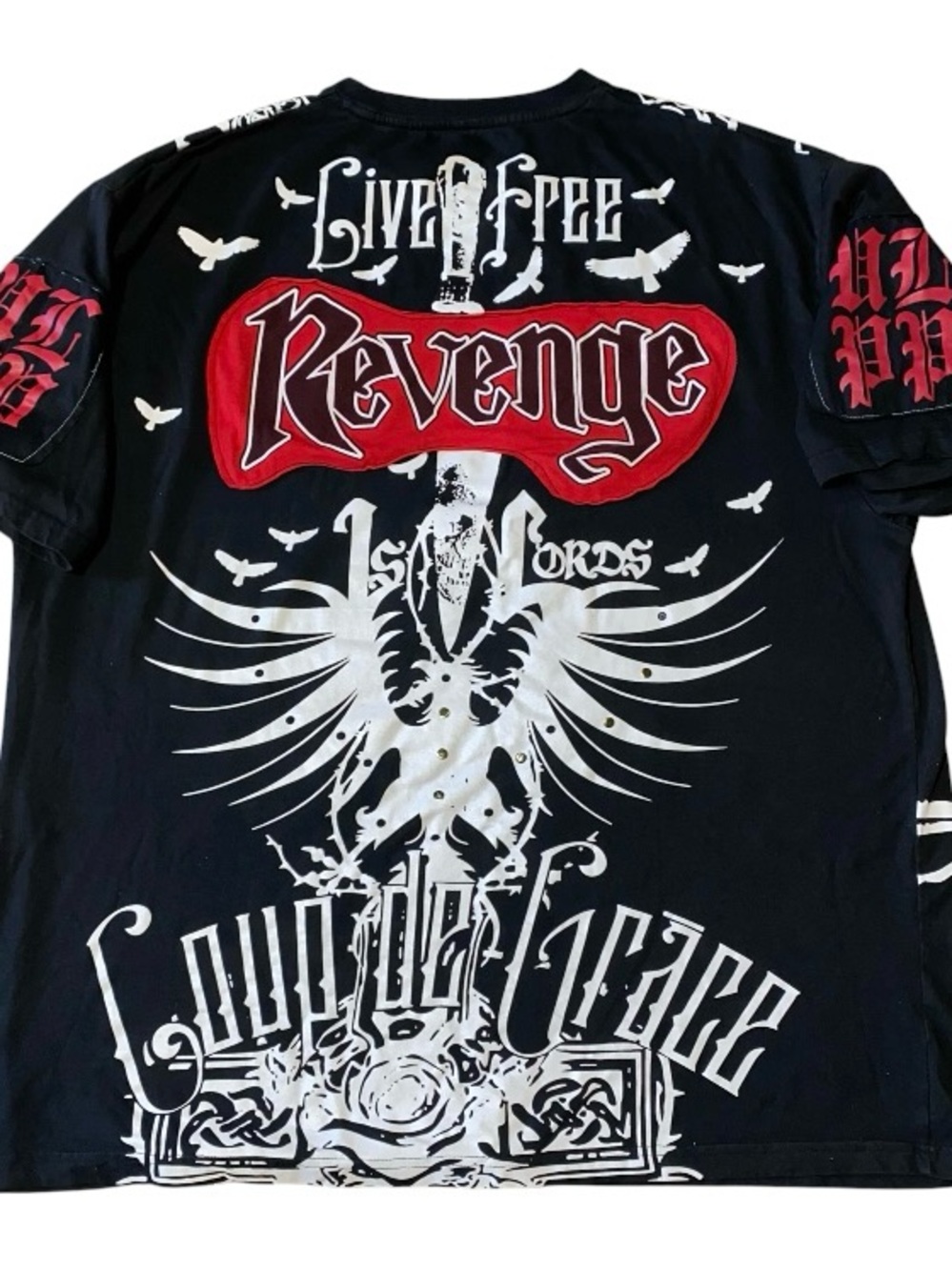 Urban Label History Shall Be Written Black Red T-Shirt Crow Revenge 6XL (DB2) - Picture 5 of 5